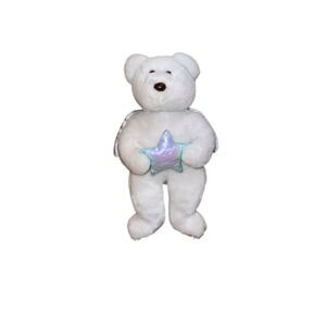 Ty Beanie Buddy Star Angel‎ Bear Plush White w Wings & Star 2005 stuffed animal